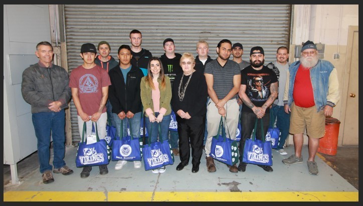 2017 Donation - Bob Kent, Karen Crook, Santa Jack and 2nd year Students